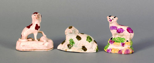 Appraisal: Three Staffordshire figures of a ram h sheep h and