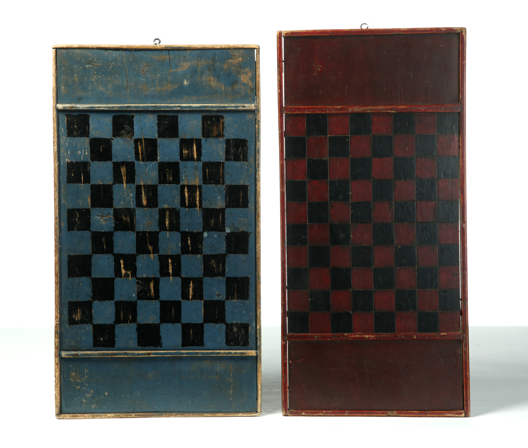 Appraisal: TWO AMERICAN GAMEBOARDS Early th century single pine boards Checkers