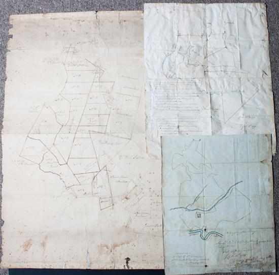 Appraisal: Maps Three early hand-drawn plats in the vicinity of Baltimore