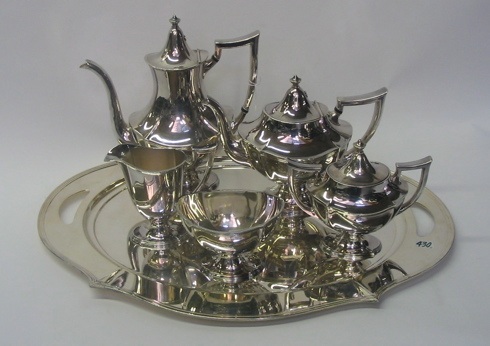 Appraisal: A SIX PIECE SILVERPLATED TEA AND COFFEE SERVICE in the