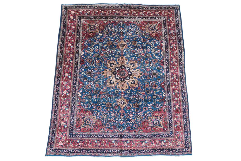 Appraisal: INDO-PERSIAN CARPETblue field Condition cut fringe some slight areas of