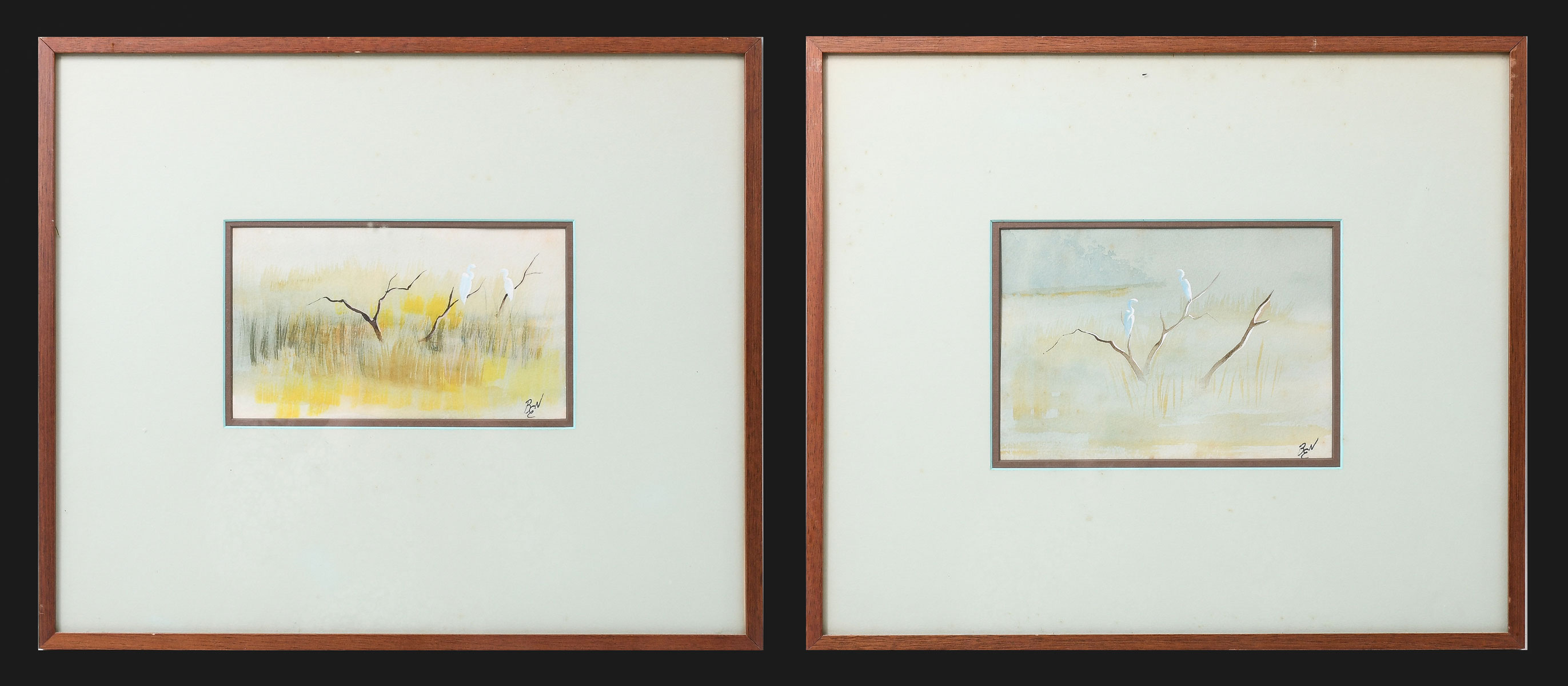 Appraisal: ESSENBURG Ben American b Two Watercolor Paintings To Include Herons