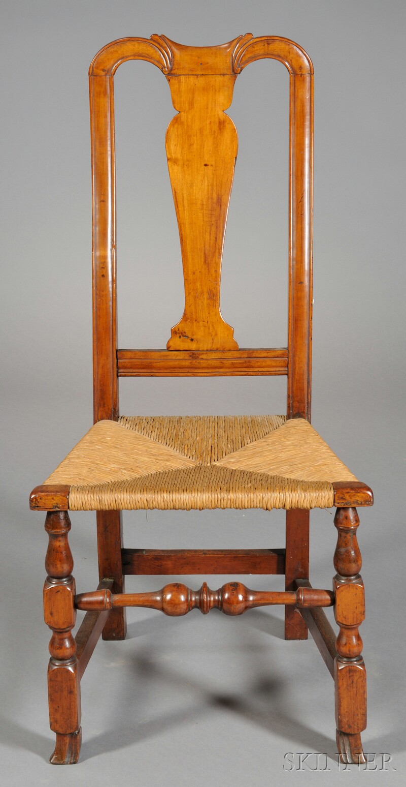 Appraisal: Queen Anne Carved Maple Spanish-foot Side Chair Massachusetts last half