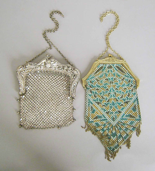 Appraisal: German art nouveau silver plated mesh purse together with another