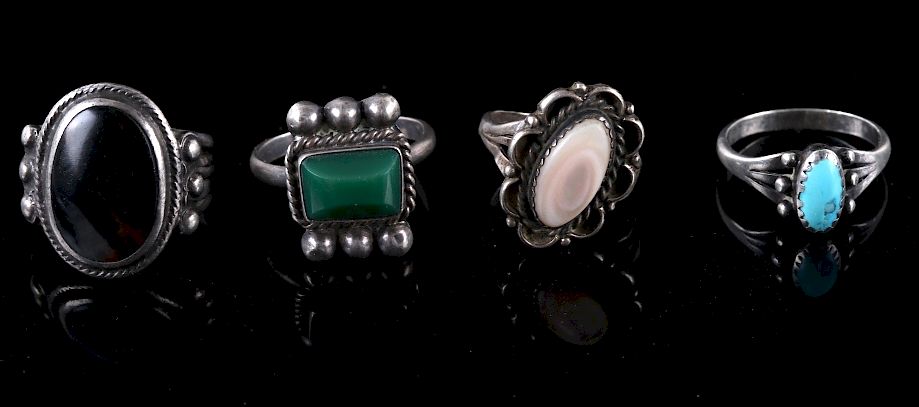 Appraisal: Navajo Old Pawn Sterling Silver Rings Featured in this lot