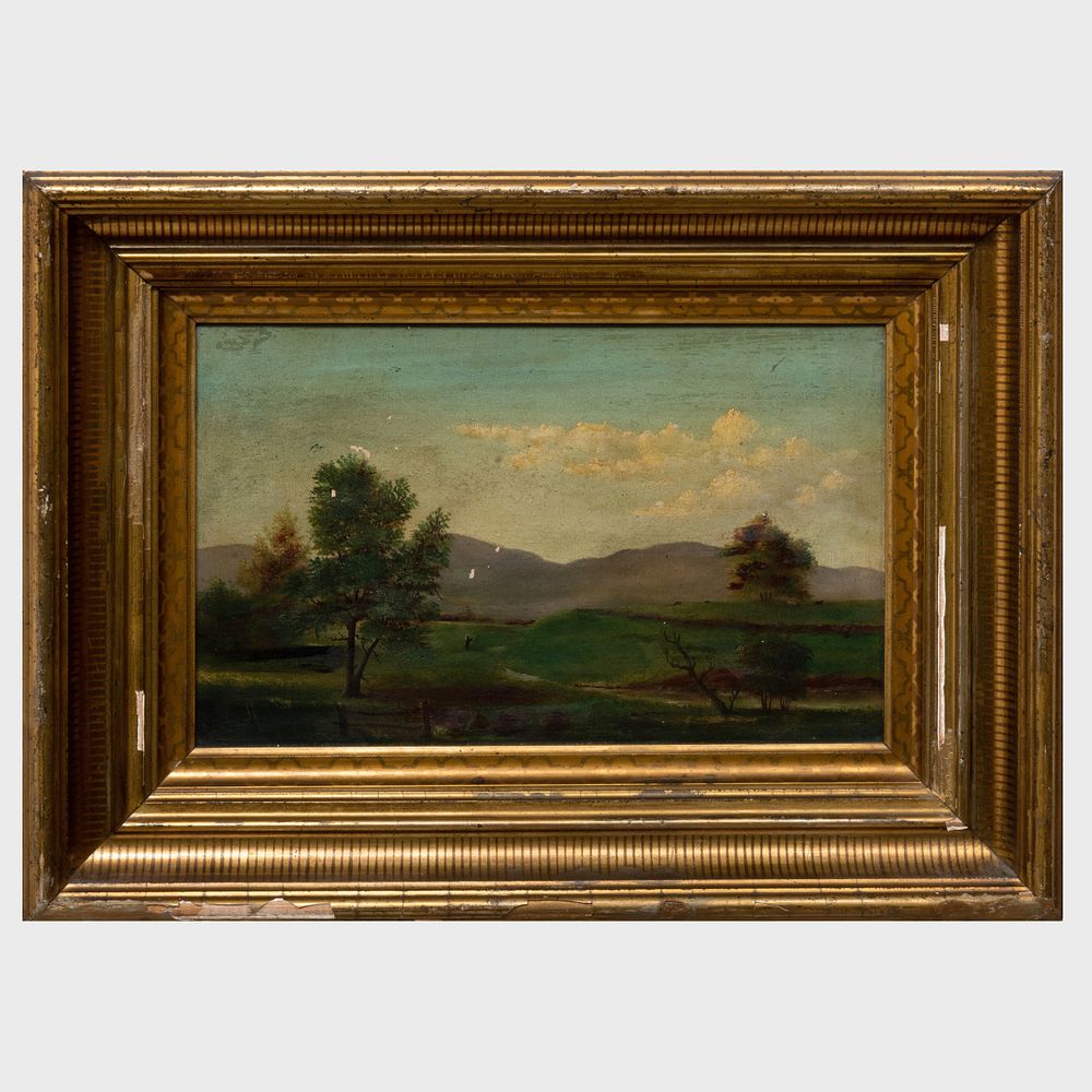 Appraisal: American School Mountain Landscape Oil on canvas unsigned x in