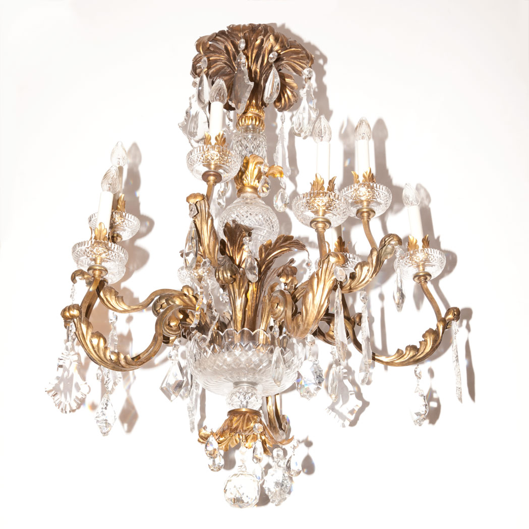 Appraisal: Louis XV Style Gilt-Bronze and Cut Glass Ten-Light Chandelier Height