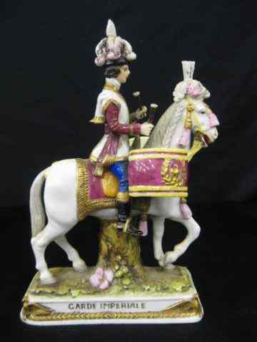 Appraisal: Sitzendorf Porcelain Figurine of MilitaryDrummer on horseback ''Garde Imperiale'' Napoleonic