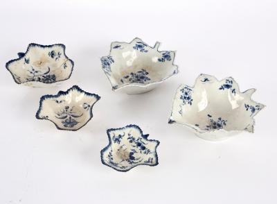 Appraisal: Three Worcester pickle leaf dishes and a pair of large