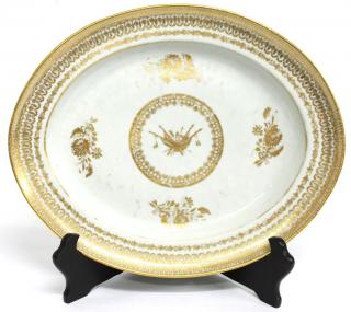 Appraisal: Chinese Export Porcelain Serving Platter th century gilt-painted with flowers