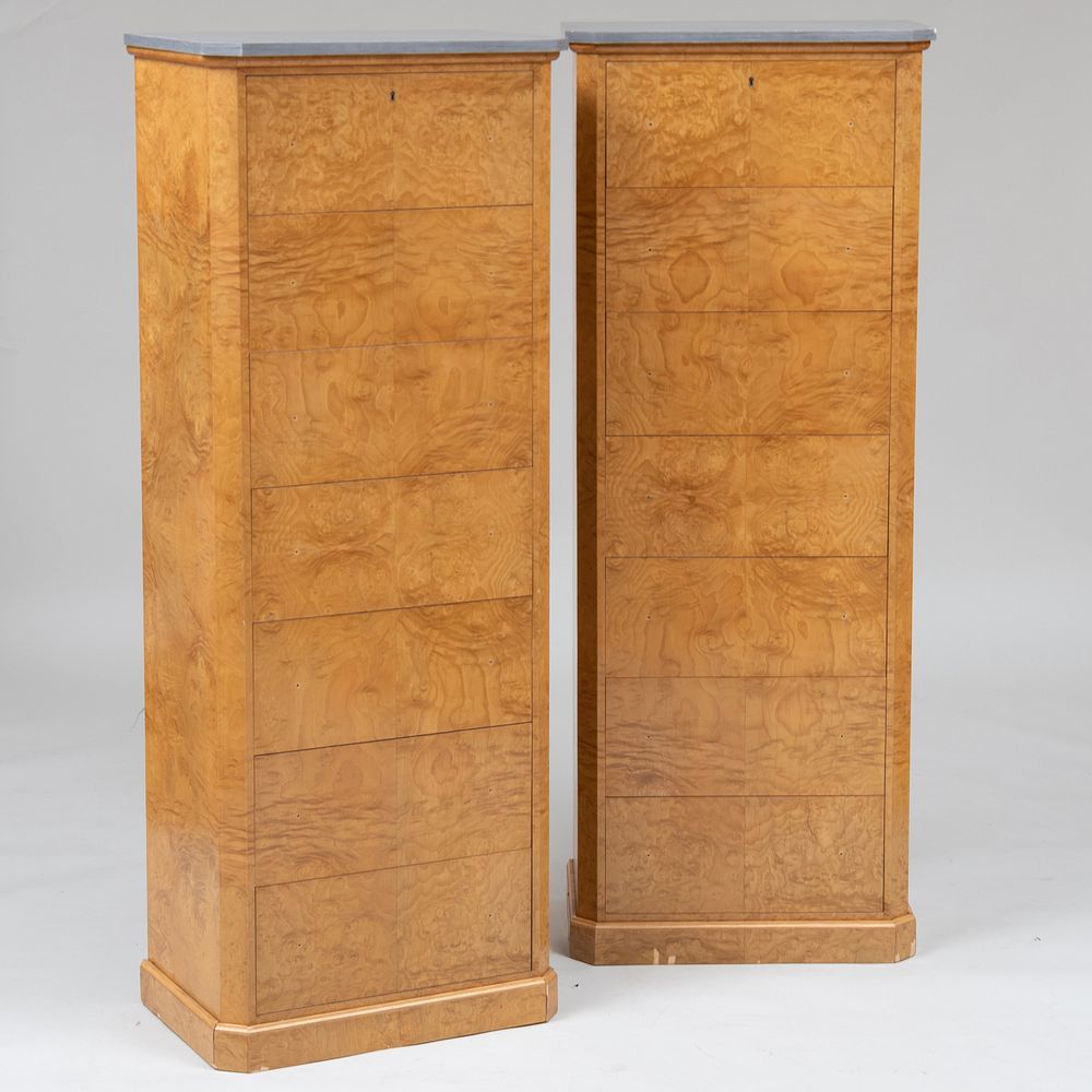 Appraisal: Pair of Modern Hungarian Ash Semaniers Lacking drawer handles each