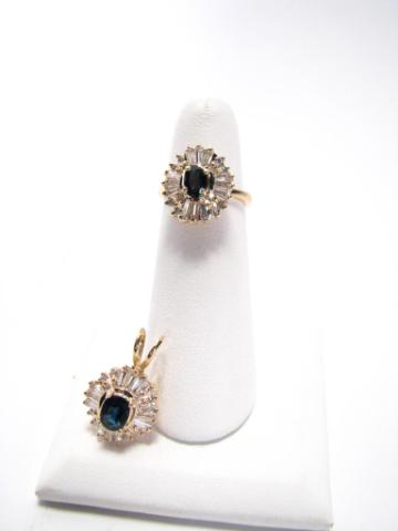 Appraisal: k yellow gold diamond and sapphire ring and matching pendant