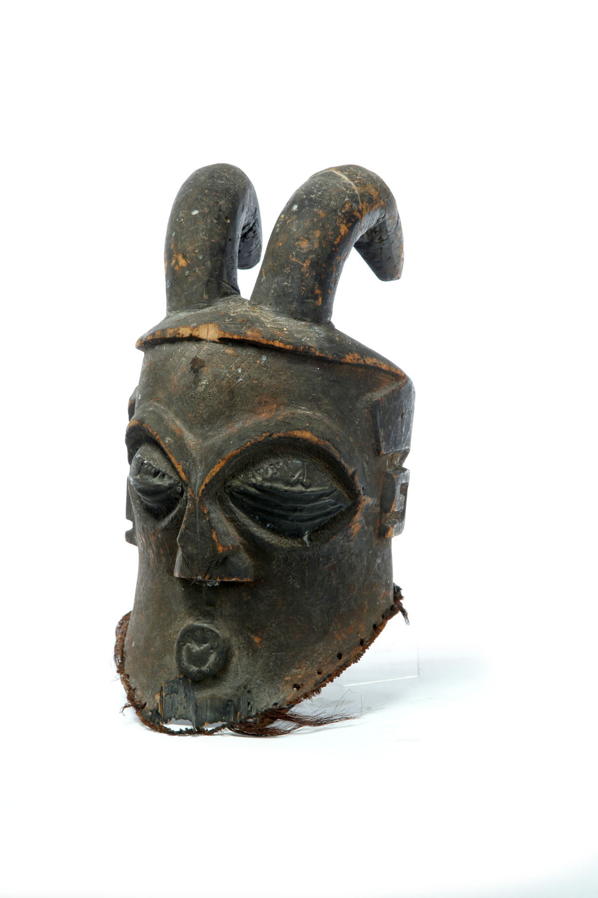 Appraisal: CARVED AFRICAN HELMET MASK Twentieth century Kuba carved wooden mask