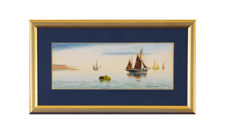 Appraisal: W J Shepherd Original Marine Watercolour depicting fishing vessels in