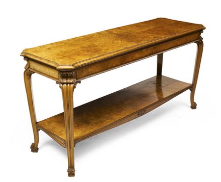 Appraisal: A burr walnut hall table By Morison Co Edinburgh the