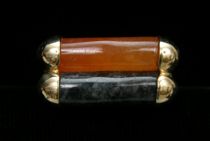 Appraisal: A Contemporary Agate Ring Two bands of stone one being