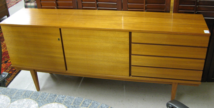 Appraisal: DANISH MODERN CREDENZA of teakwood veneer construction with Curry finish