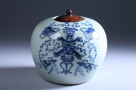 Appraisal: CHINESE BLUE AND WHITE PORCELAIN JAR AND COVER th century