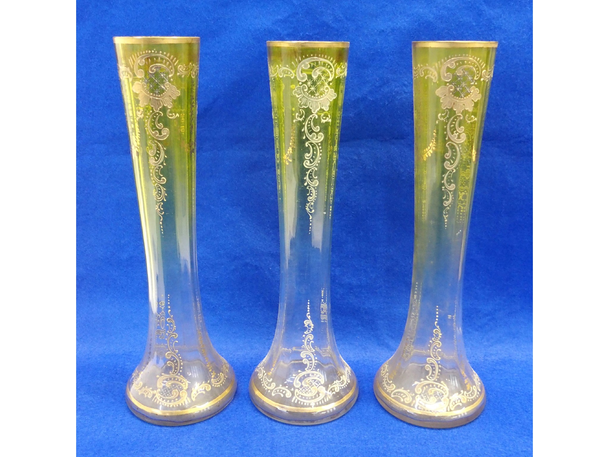 Appraisal: Three enamelled glass tapering vases