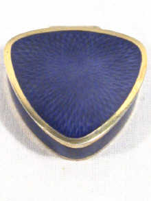 Appraisal: A Norwegian silver and enamel box of curved triangular form