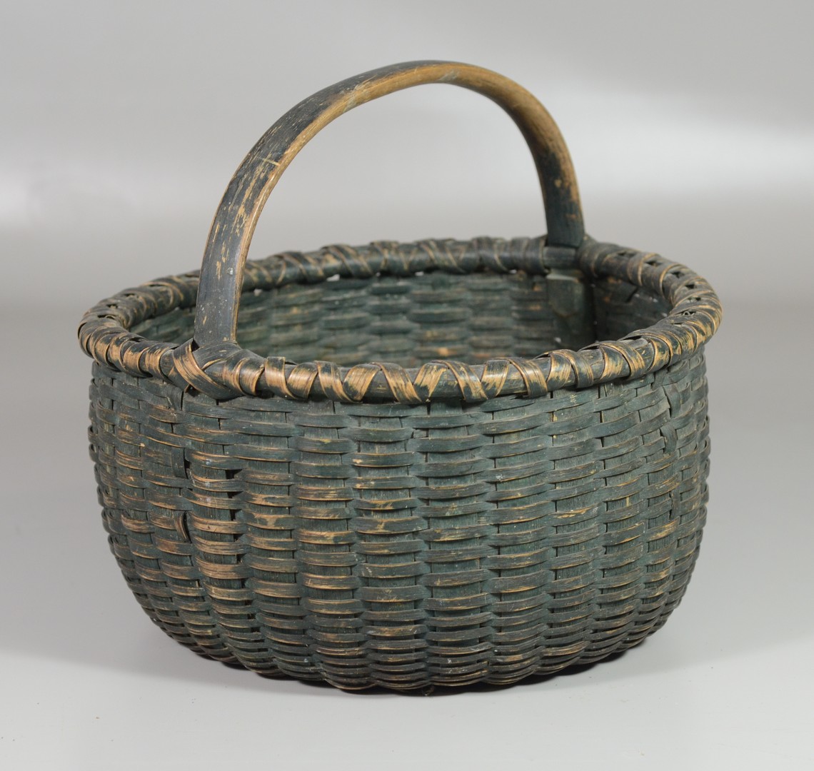 Appraisal: Green Painted Round Basket diameter x h RCA LLC