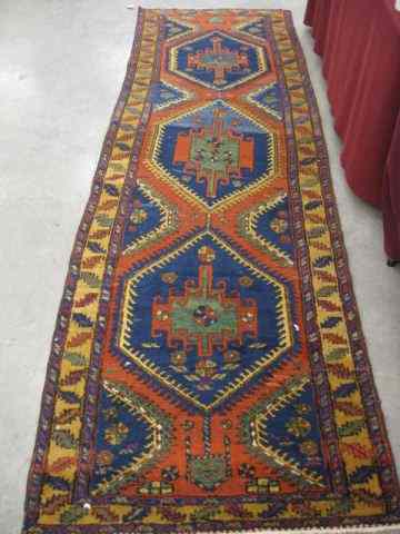 Appraisal: Heriz Persian Handmade Runner large geometric designs ' '' x