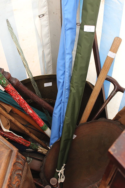 Appraisal: MISCELLANEOUS ITEMS TO INCLUDE FISHING RODS trays warming pans etc