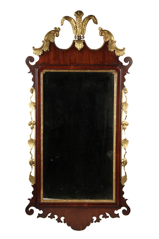 Appraisal: LOOKING GLASS - th c Chippendale Style Mirror in mahogany