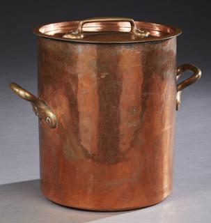 Appraisal: Large French Copper Covered Sauce Pot th c wi Large