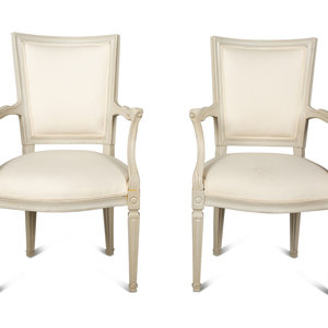 Appraisal: A Pair of Italian Directoire Style Painted Armchairs Late th