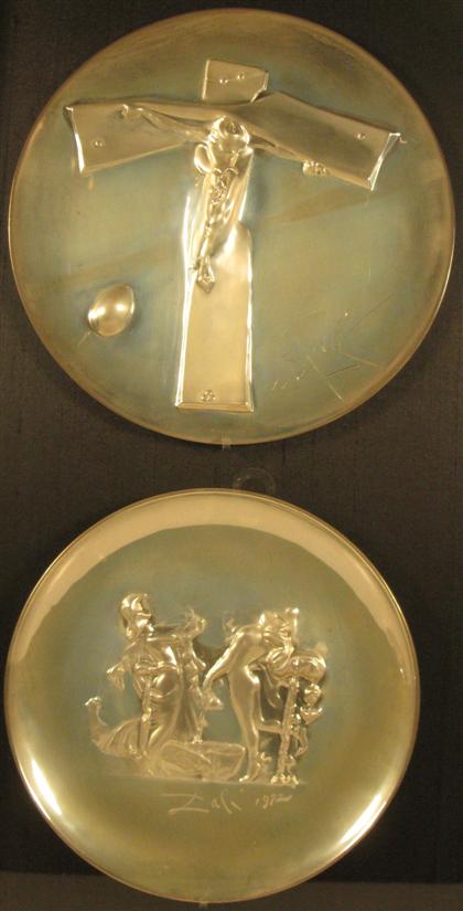 Appraisal: two sterling silver plates framed togetherSALVADOR DALI