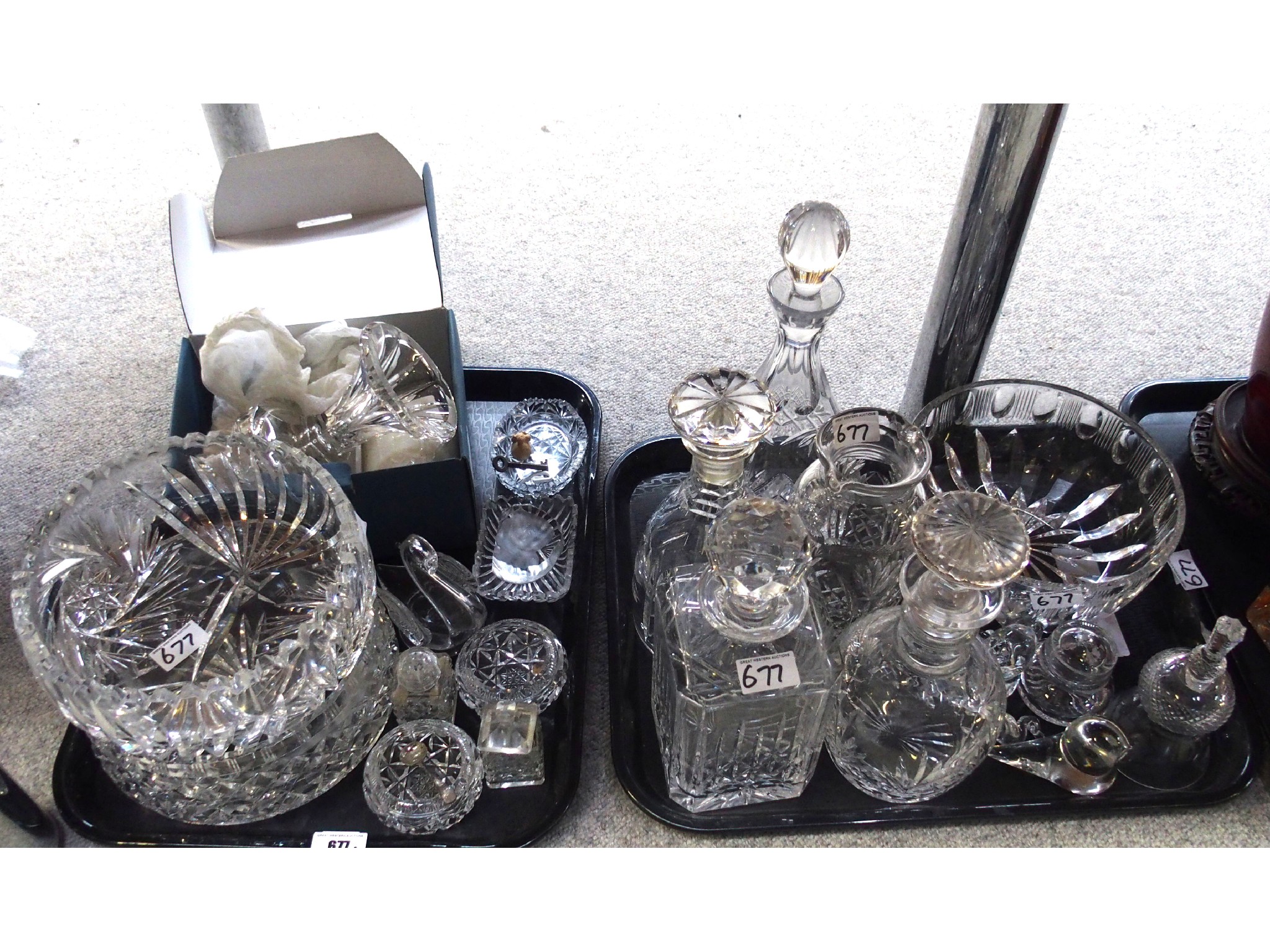 Appraisal: Two trays comprising cut glass and crystal including Marquis by