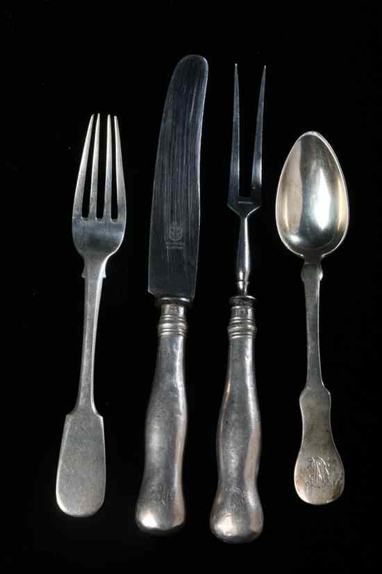 Appraisal: ASSEMBLED SET AUSTRO-HUNGARIAN AND RUSSIAN SILVER FLATWARE Austro-Hungarian pieces include