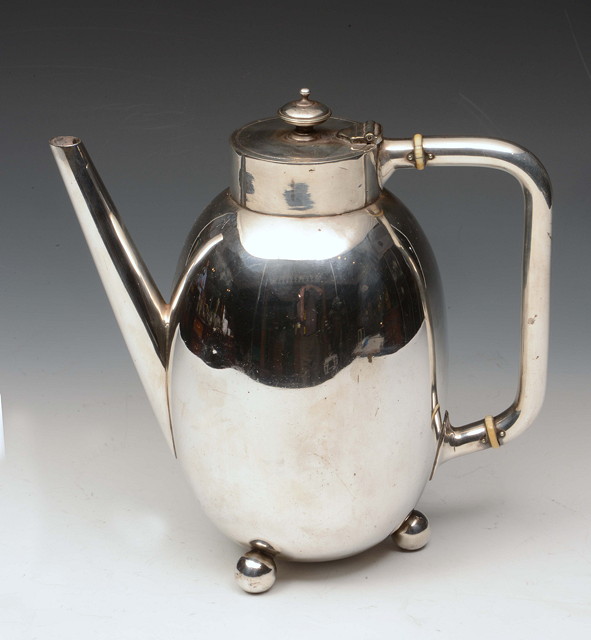 Appraisal: Christopher Dresser for Elkington Co A silver plated coffee pot