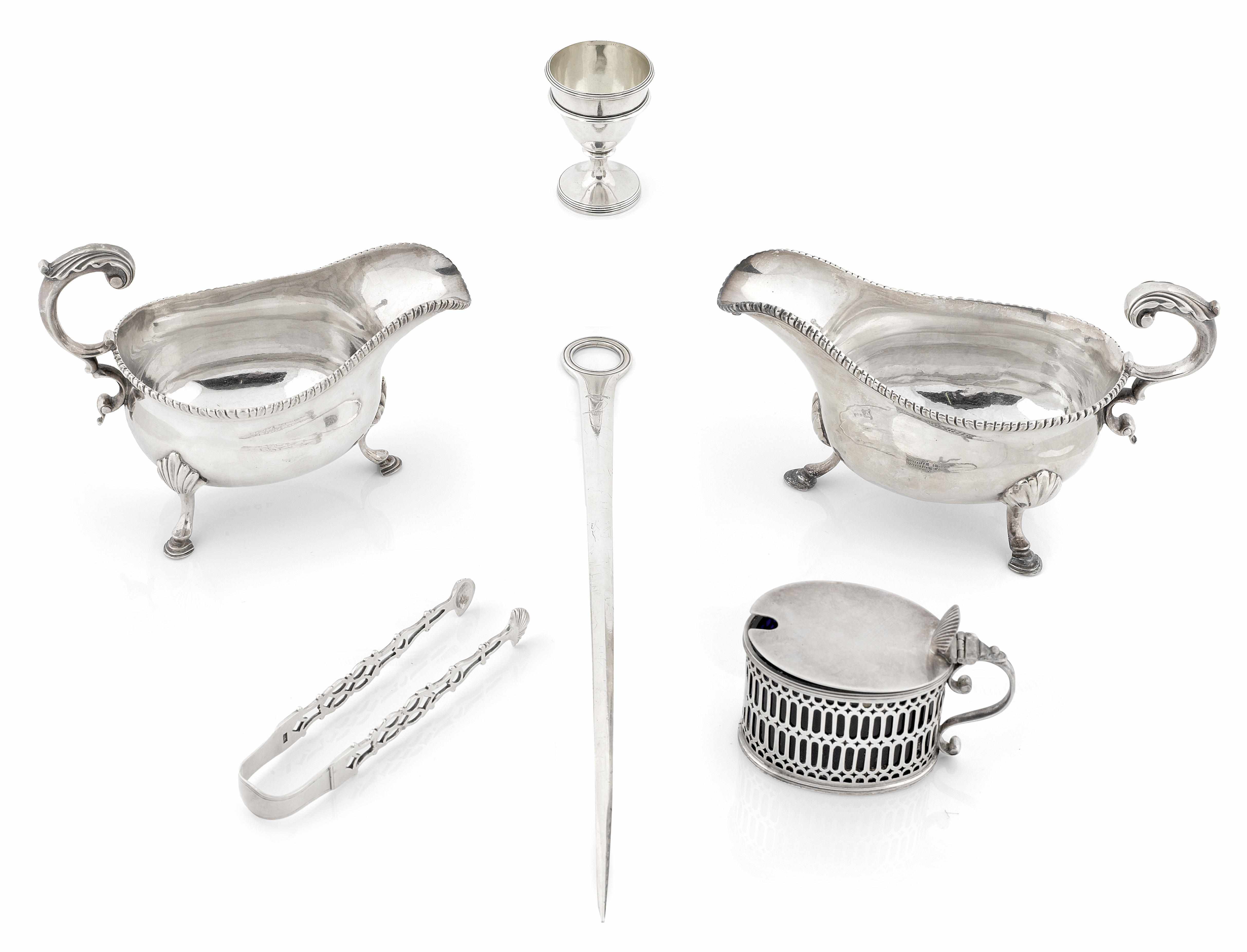 Appraisal: A group of Georgian sterling silver table articles th -