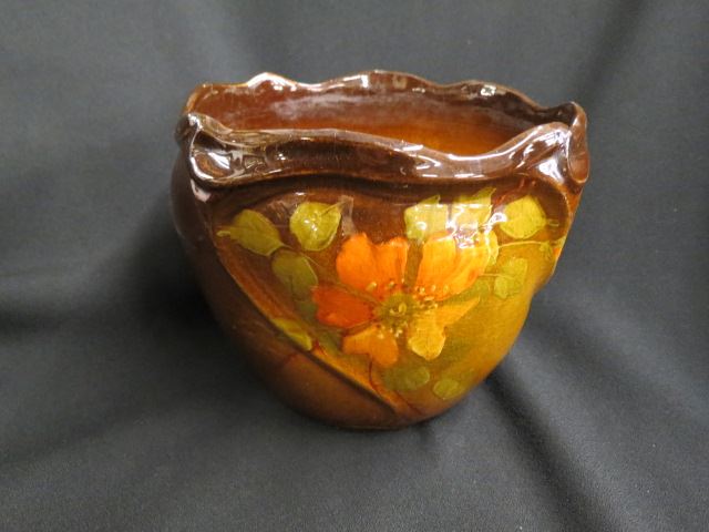 Appraisal: Weller or Roseville Art Pottery Planter Louwelsa type floral on