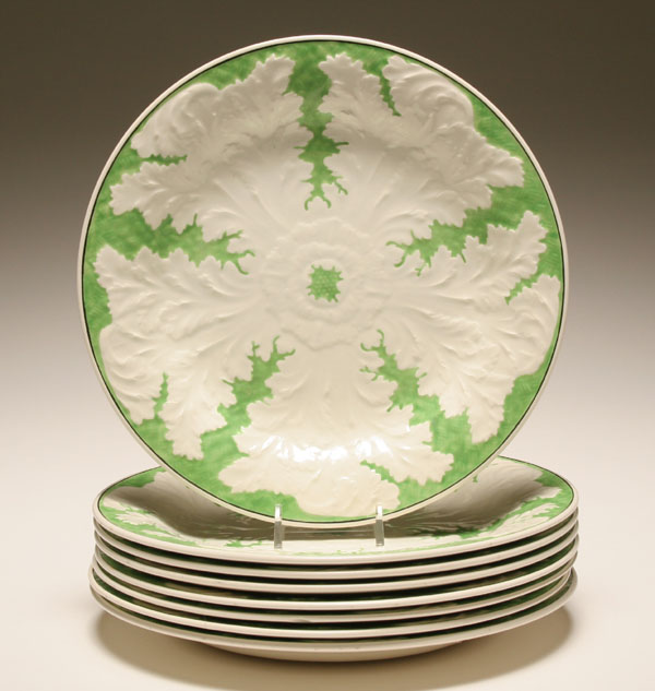 Appraisal: Set of Wedgwood majolica plates with central floral design Impressed