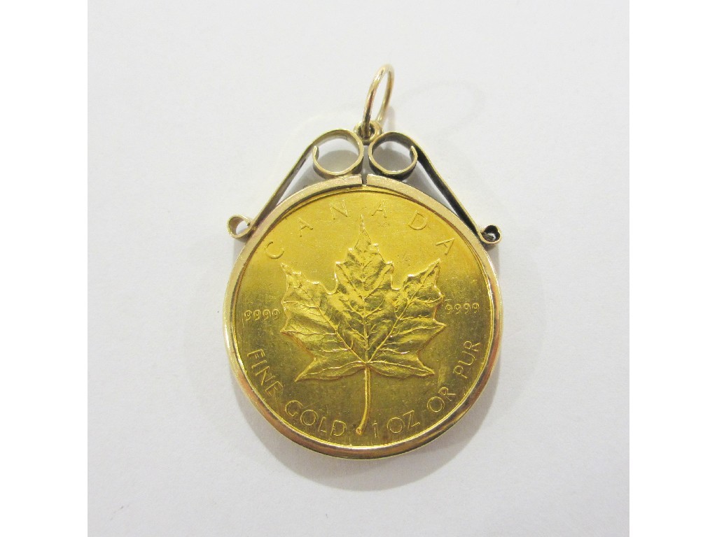 Appraisal: Canadian dollar gold coin dated in ct gold pendant mount