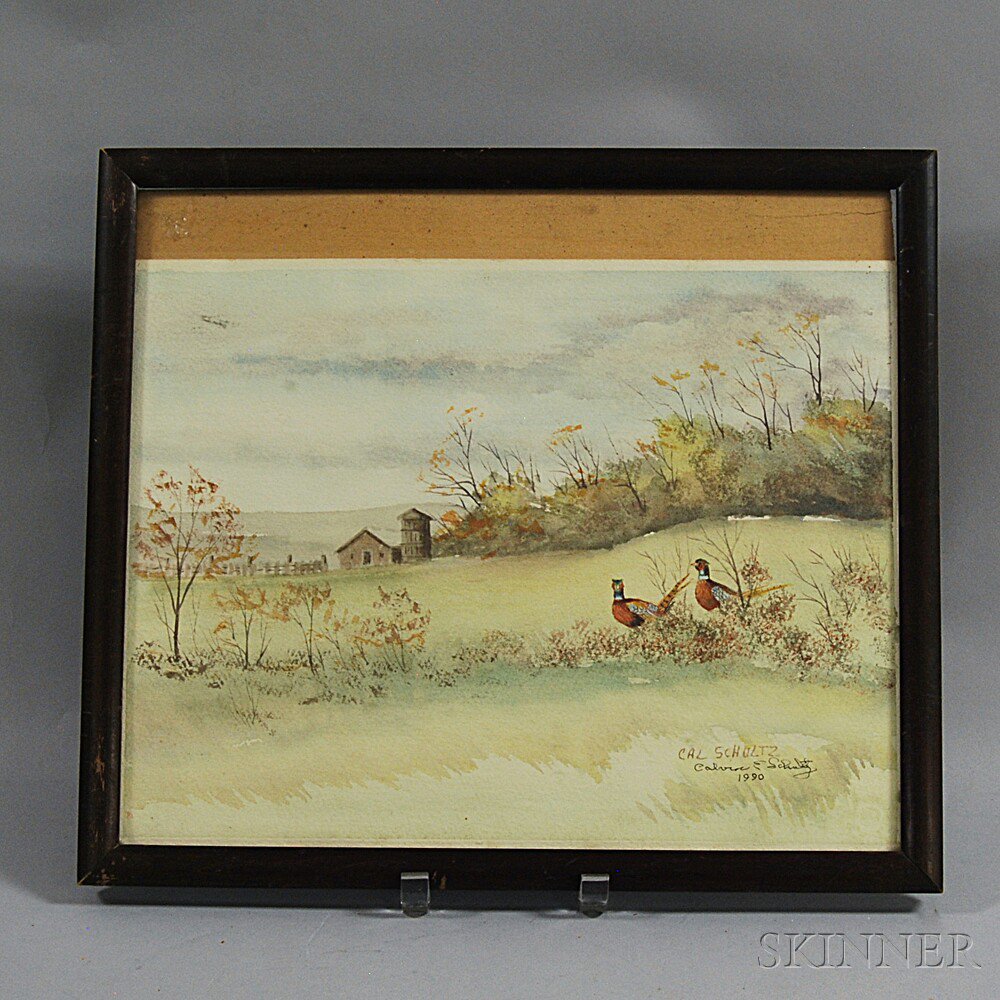 Appraisal: Calvin Schultz American th st Century Pheasants and Farm Signed