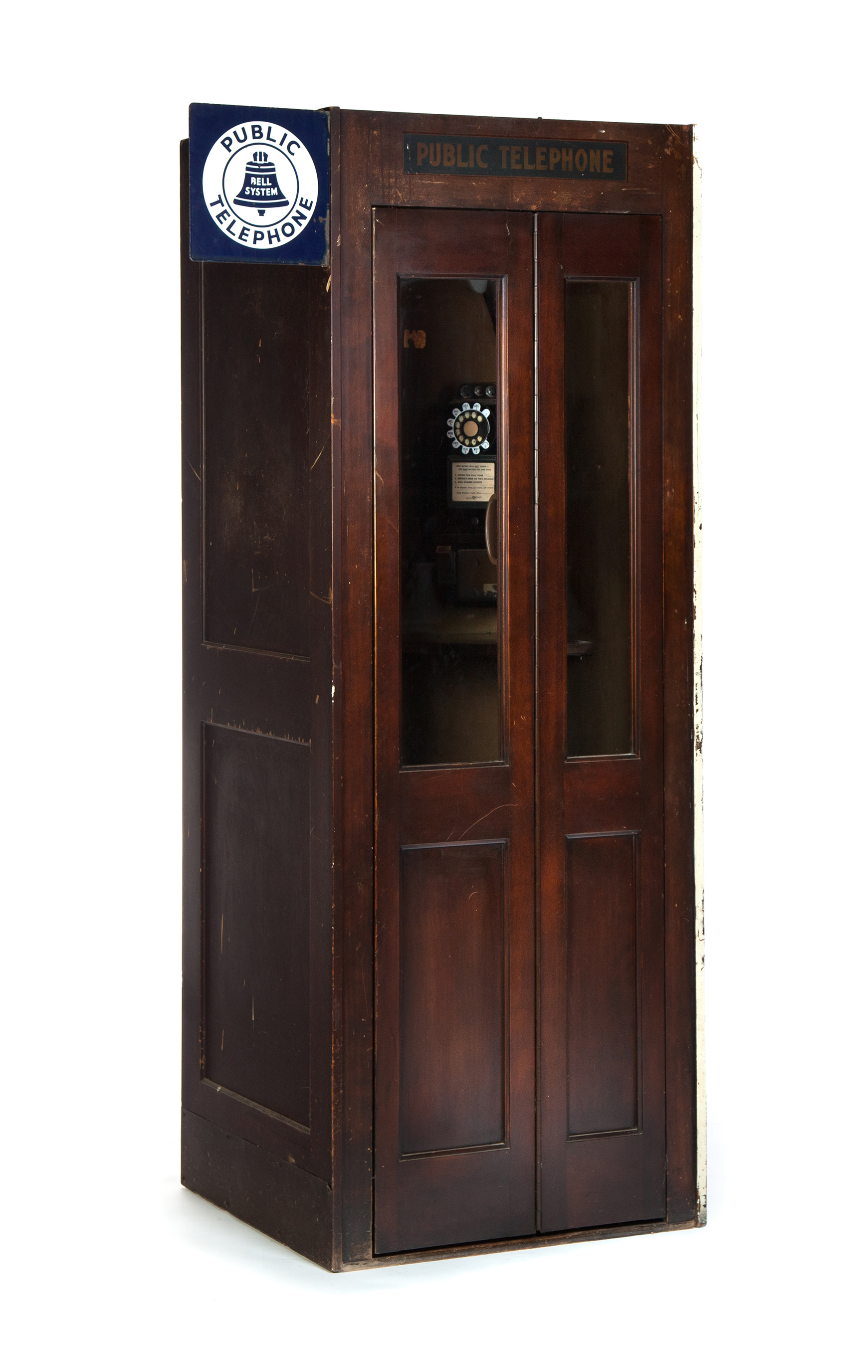 Appraisal: INDOOR PUBLIC TELEPHONE BOOTH American nd quarter- th century Wood