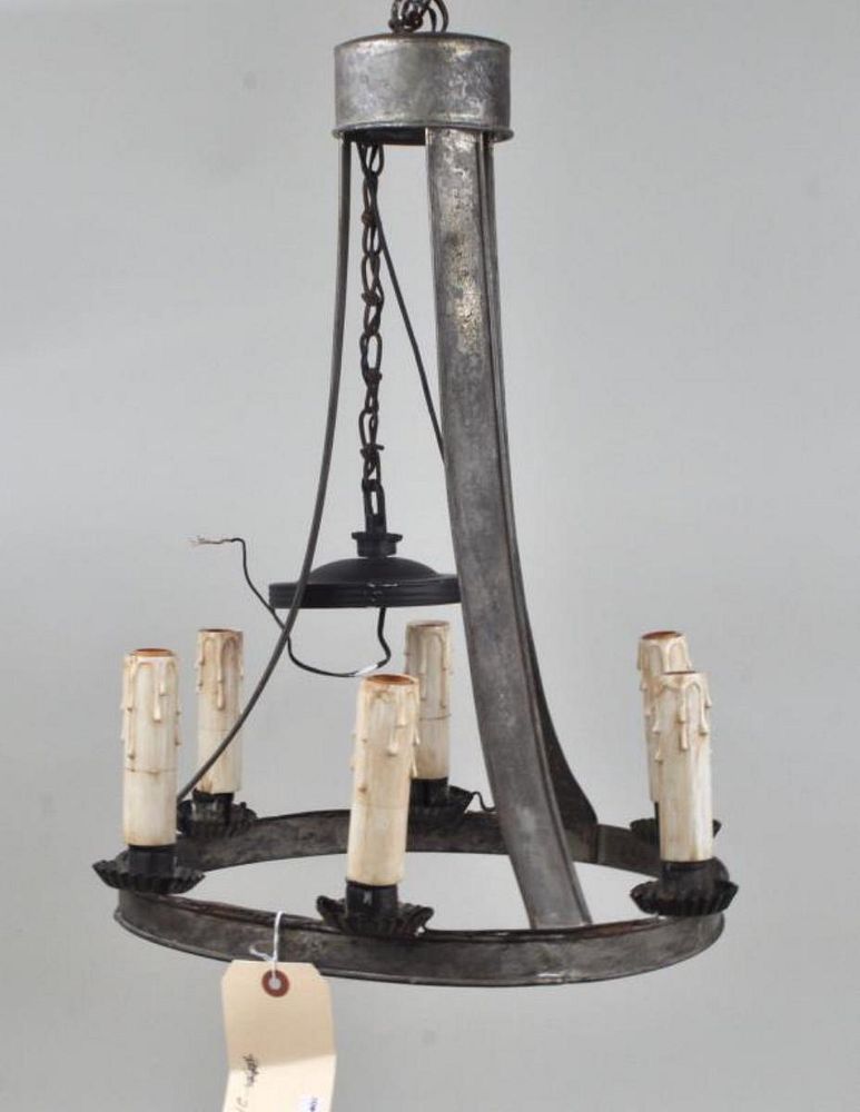 Appraisal: Rare Early Six Arm Federal Tin Chandelier in Regency form