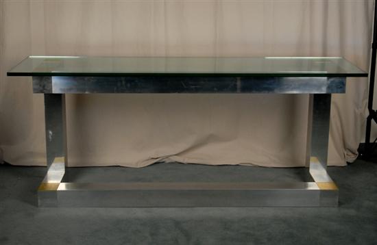 Appraisal: A Paul Evans-style Console Table darkened glass top supported on