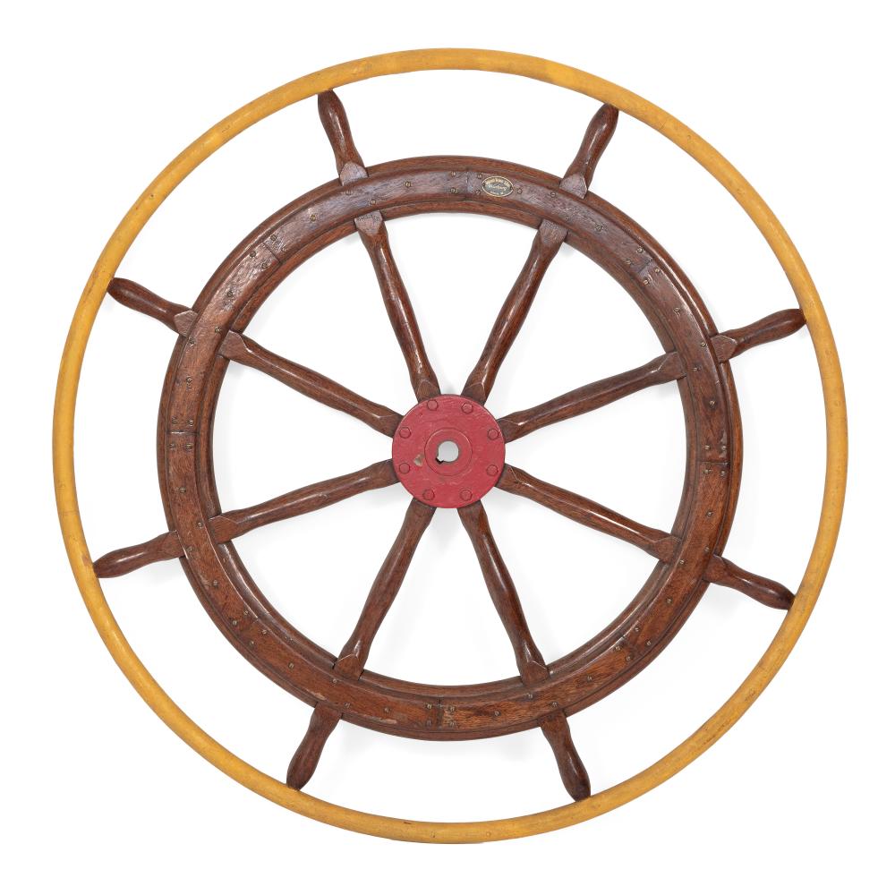 Appraisal: EIGHT-SPOKE SHIP'S WHEEL EARLY TH CENTURY DIAMETER EIGHT-SPOKE SHIP'S WHEEL