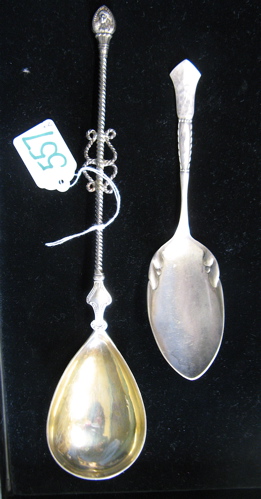 Appraisal: TWO CONTINENTAL STERLING SILVER SERVING SPOONS One is a salad