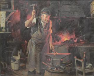 Appraisal: STOLL Oil on Canvas Blacksmith Signed lower left From a