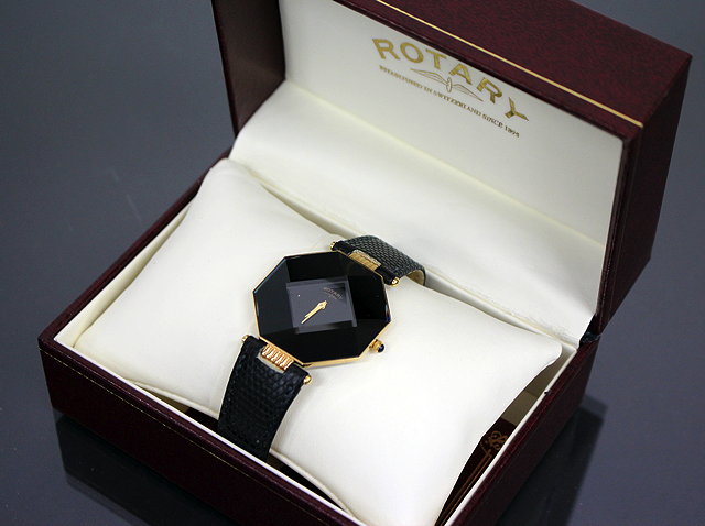 Appraisal: A ROTARY GOLD PLATED GENTLEMANS DRESS WATCH facet cut octagonal