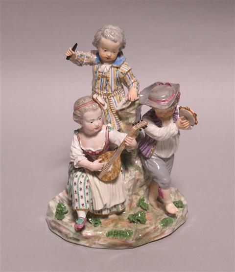 Appraisal: MEISSEN LATER-DECORATED GROUP Blue crossed marks star and three to