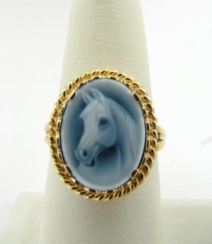 Appraisal: K Yellow Gold Oval Horse Cameo Ring size dwtGB B