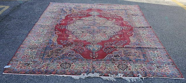 Appraisal: Room size Lavar Kerman oriental carpet red field and floral