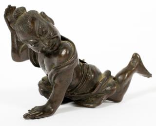 Appraisal: ASIAN BRONZE FIGURAL SCULPTURE ASIAN BRONZE FIGURAL SCULPTURE H L